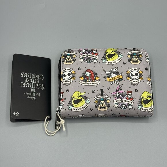 Loungefly The Nightmare Before Christmas Tattoo Art Mini Zipper Wallet NEW - Picture 2 of 3